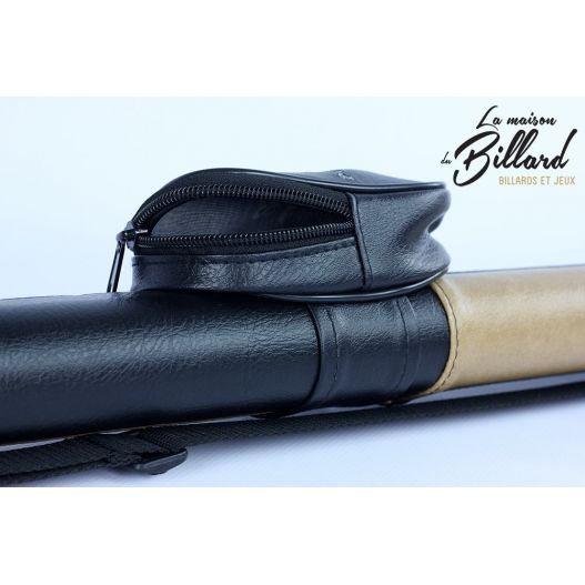Tube rangement queue billard cuir noir et marron