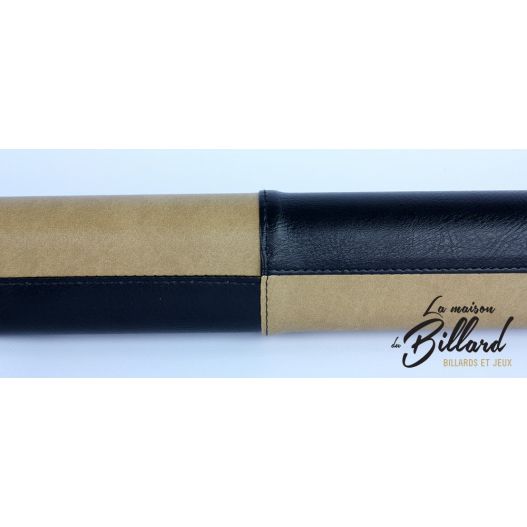 Tube rangement queue billard cuir noir et marron