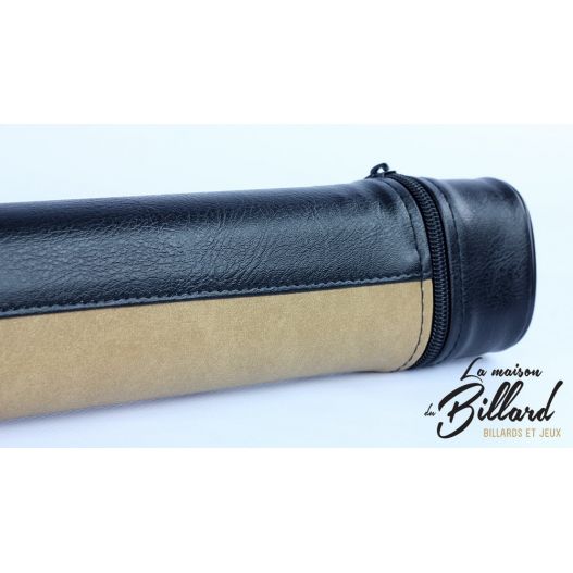 Tube rangement queue billard cuir noir et marron