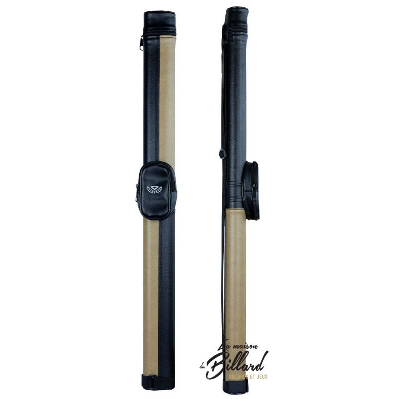 Tube rangement queue billard cuir noir et marron