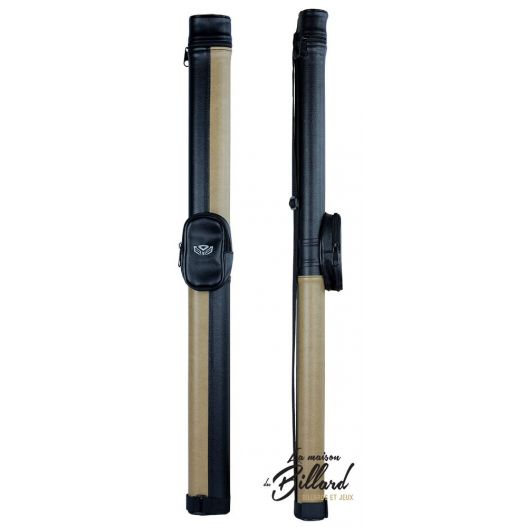 Tube rangement queue billard cuir noir et marron