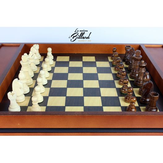 Jeux de dames et d'échecs en bois - Plateau réversible en bois