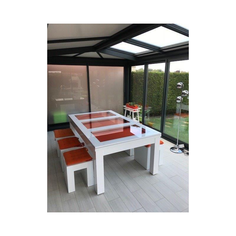 billard Novea, convertible en table, Blanc brillant + 20 autres coloris