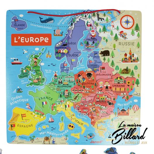 Puzzle monde magnétique en bois Janod Carte du monde enfant 7 ans