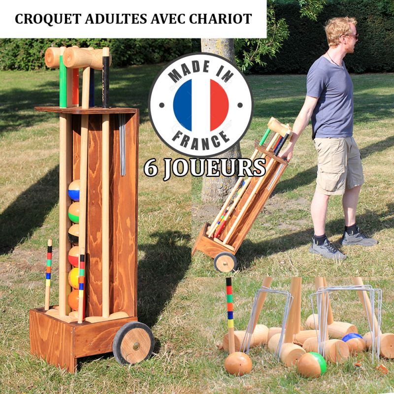 Jeu croquet chariot 6 joueurs adultes