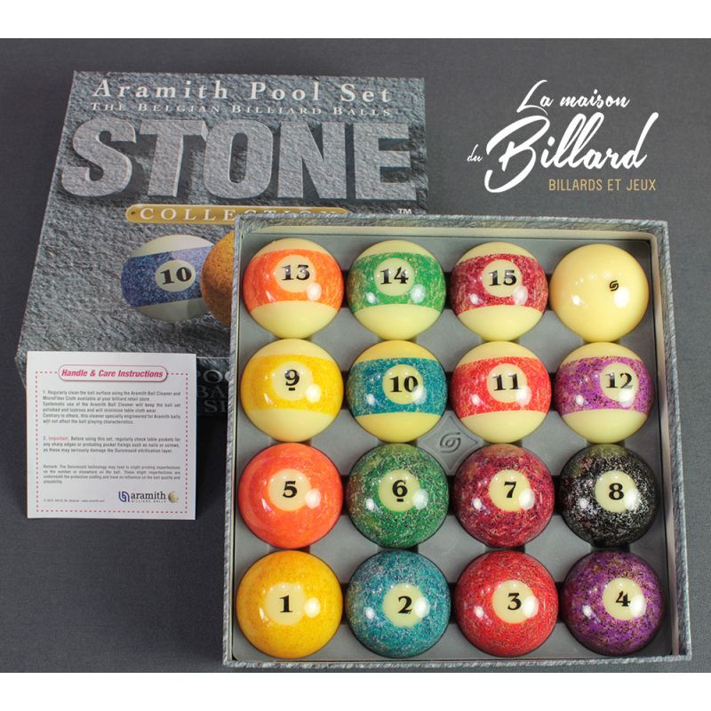 Boules de Billard Américain STONE 57,2 mm, Édition collector Aramith