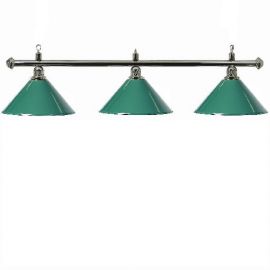 Luminaire 3 globes métal vert barre chrome