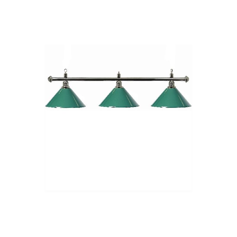 Luminaire 3 globes métal vert barre chrome