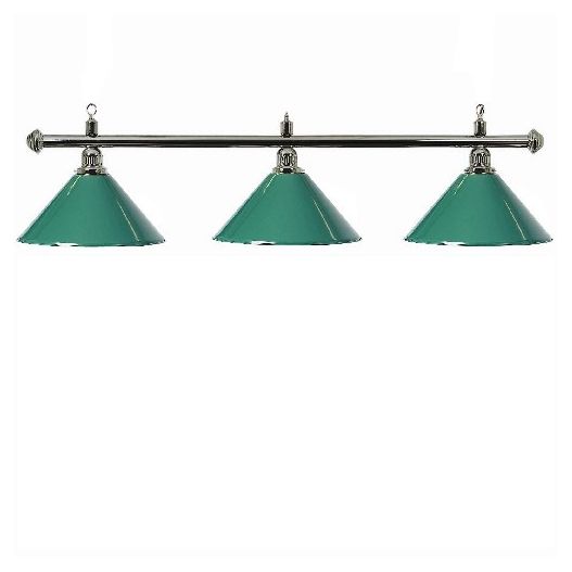 Luminaire 3 globes métal vert barre chrome