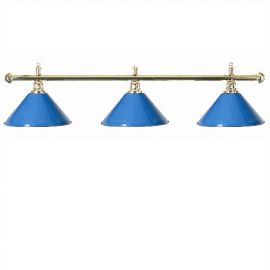 Luminaire 3 globes métal bleu barre laiton