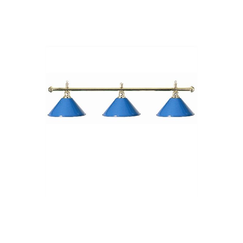 Luminaire 3 globes métal bleu barre laiton