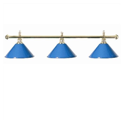 Luminaire 3 globes métal bleu barre laiton