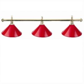 Luminaire 3 globes métal rouge barre laiton