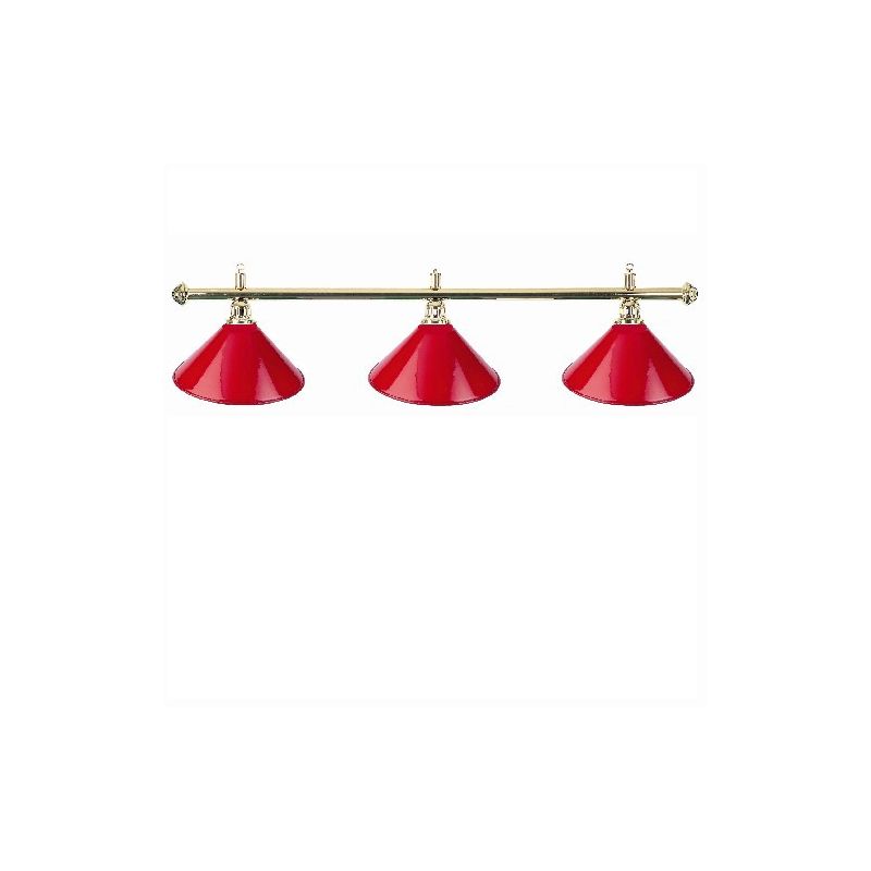 Luminaire 3 globes métal rouge barre laiton