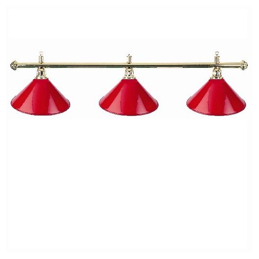 Luminaire 3 globes métal rouge barre laiton