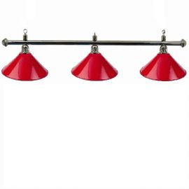 Luminaire 3 globes métal rouge barre chrome