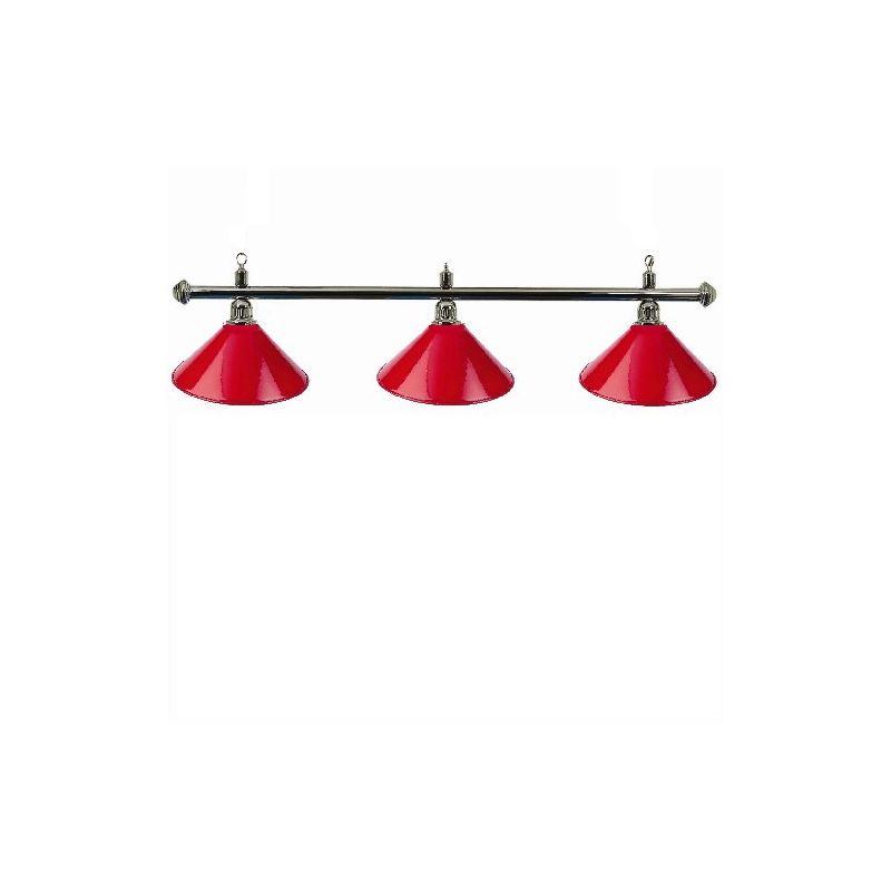 Luminaire 3 globes métal rouge barre chrome