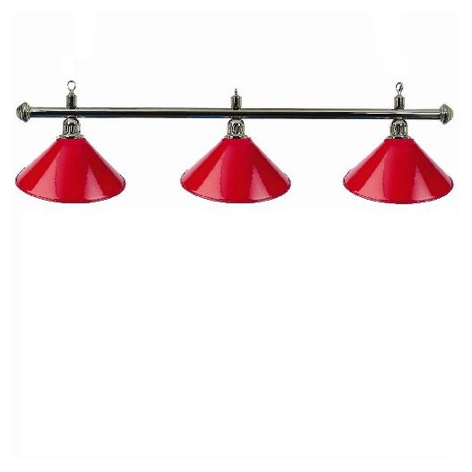 Luminaire 3 globes métal rouge barre chrome