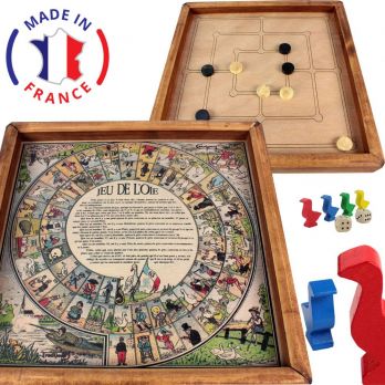 Coffret 4 jeux de société traditionnels en bois du Jura