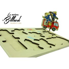 Puzzle éducatif en bois pour enfants, jeu 2 en 1 sur le thème des pompiers