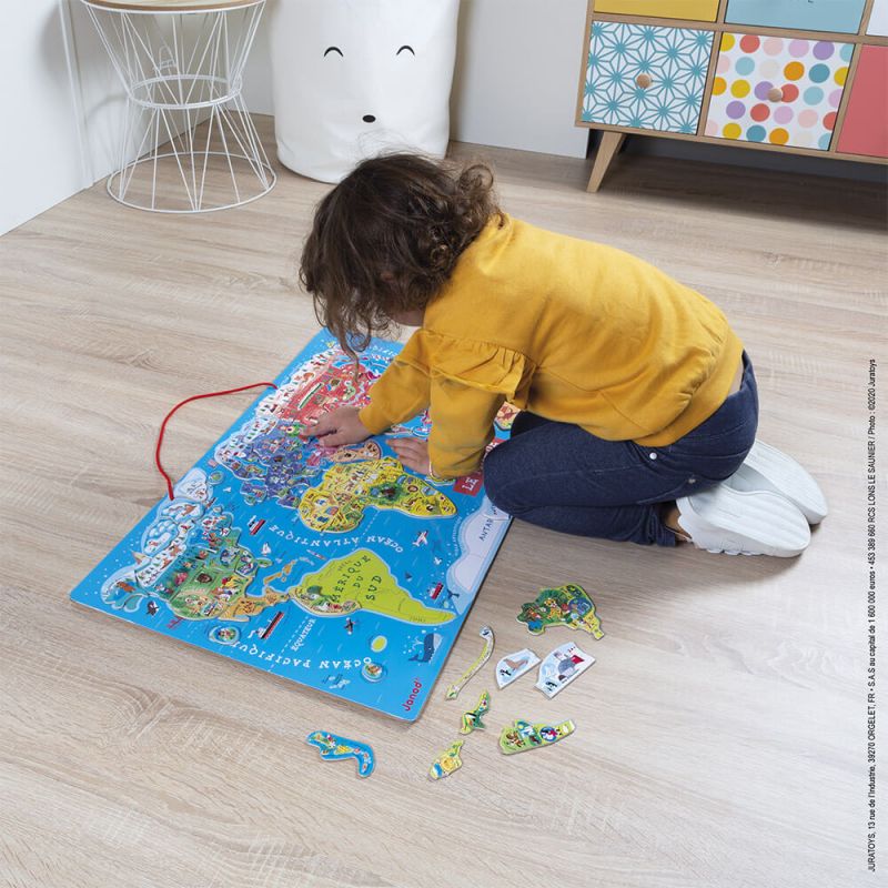 Puzzle en bois carte du monde pour enfant