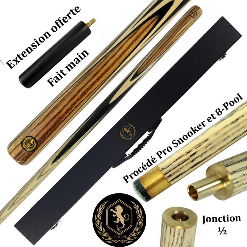 Coffret Queue de billard faite main : Lord-Cue Aston Zebra