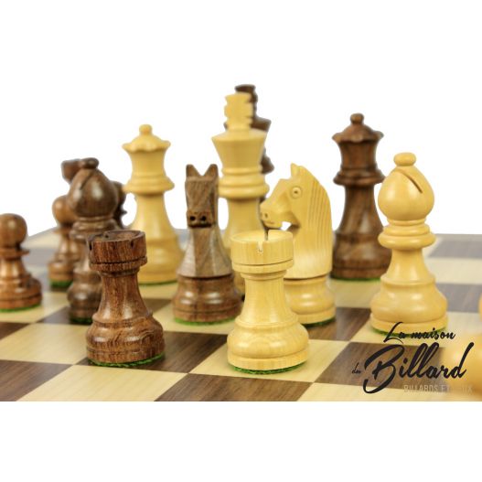 Le jeu d’échecs luxe STAUNTON Taille 3. Noyer/Erable (personnalisable)