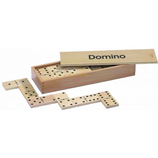 Grands dominos en bois avec plumier en bois pour les ranger