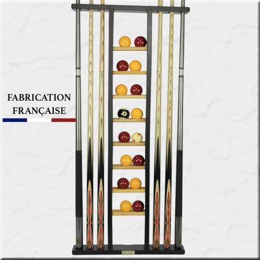 Porte-queues 6 queues en chêne + rangement jeu de billes