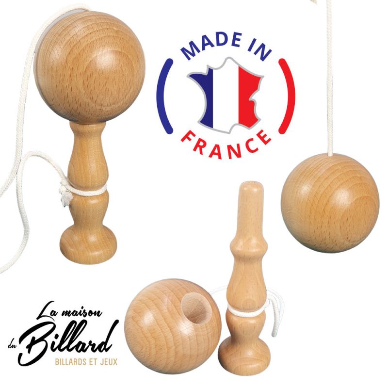 Bilboquet jouet en bois fabriqué en France / Artisan Jurassien