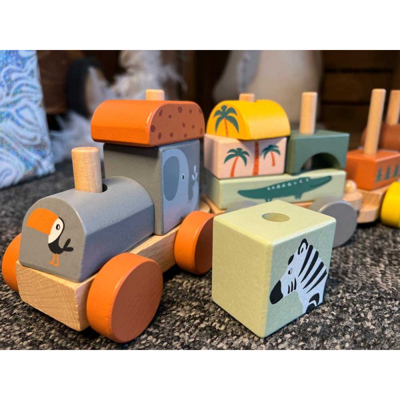 Petit train en bois avec blocs de construction Enfant 1 an GIGGLY