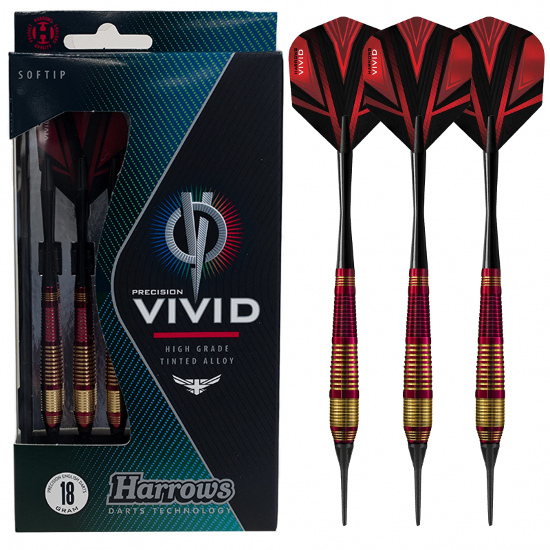 Fléchettes Harrows Vivid Rouge 18 GR Pointe Nylon
