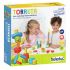 Boîte du jeu Torreta Beleduc, un jeu d'équilibre en bois coloré conçu pour les enfants dès 4 ans