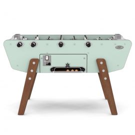 Baby foot de terrasse avec monnayeur - Vue générale montrant les barres télescopiques en inox et les joueurs en aluminium.