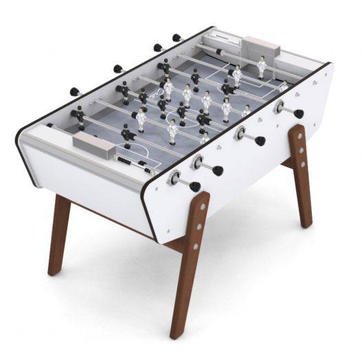 baby foot exterieur blanc avec barres télescopiques inox et joueurs en aluminium