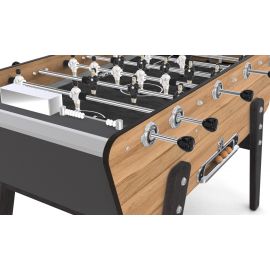 Plateau de jeu du Baby-foot Outdoor bois et noir, terrain noir et joueurs blancs et noirs