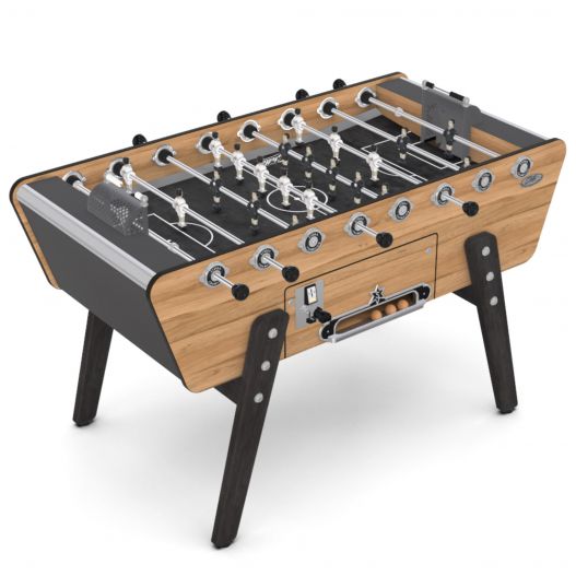 Baby-foot Champion Collector Outdoor monnayeur - vue d'ensemble en bois et gris anthracite
