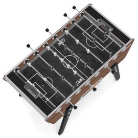 Détail des finitions en stratifié Warmia et pieds noirs du baby-foot Stella Champion exclusif.