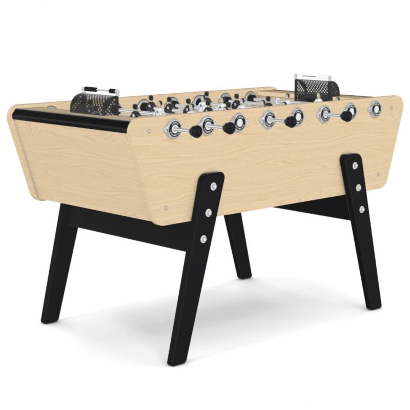 Détail des coins noirs et design moderne du baby-foot champion bois massif