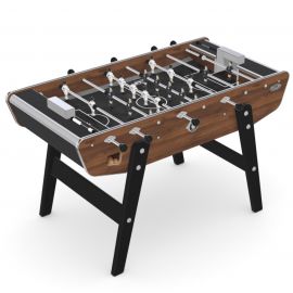 Baby-foot Stella Home Warmia exclusif La Maison Du Billard, vue d'ensemble avec barres en acier et façade stratifiée effet noyer