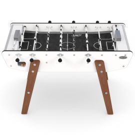 Baby foot Outdoor noir et blanc pieds bois