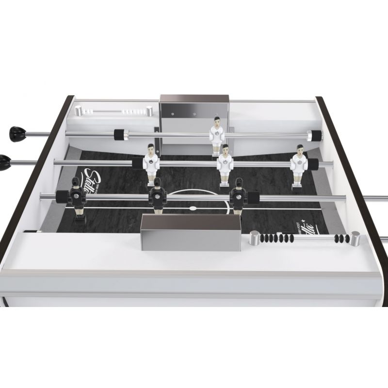Caisse baby foot 2 joueurs noir blanc bois