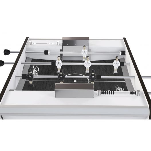Caisse baby foot 2 joueurs noir blanc bois