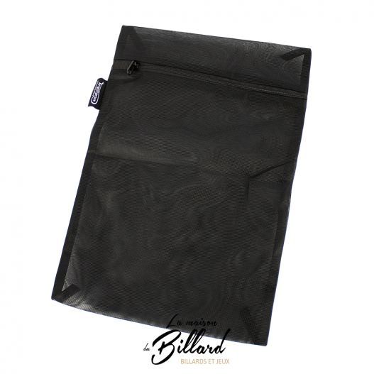 Pochette de rangement noire en maille zippée pour accessoires de jeux traditionnels La Maison du Billard