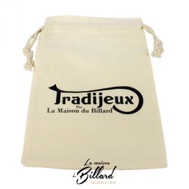 Sac en toile beige avec cordon, imprimé Tradijeux par La Maison du Billard – rangement pour jeux traditionnels