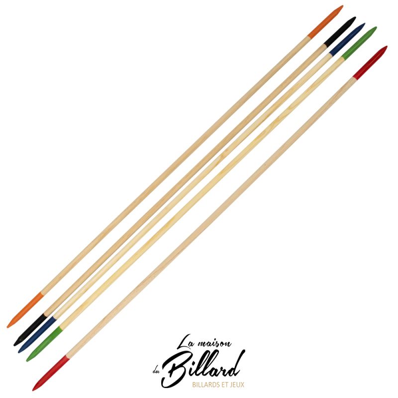 Bâtons de Mikado géant alignés, bois naturel et extrémités colorées – La Maison du Billard