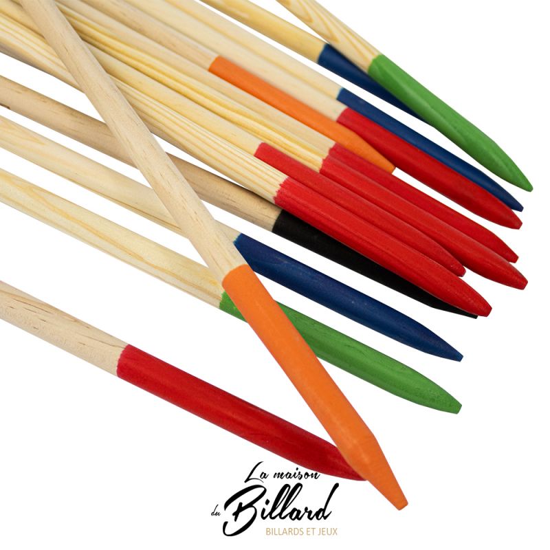 Ensemble de bâtons en bois colorés pour Mikado géant – Jeu d’extérieur par La Maison du Billard