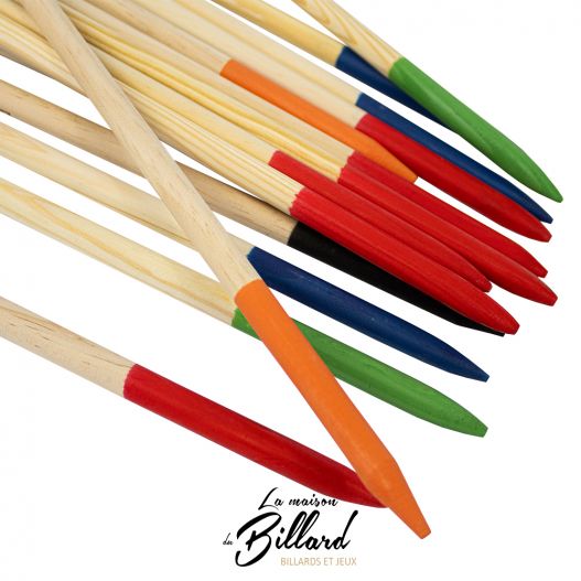 Ensemble de bâtons en bois colorés pour Mikado géant – Jeu d’extérieur par La Maison du Billard
