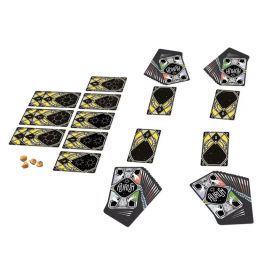 Disposition du jeu Aurum en cours de partie avec cartes étalées et jetons dorés.