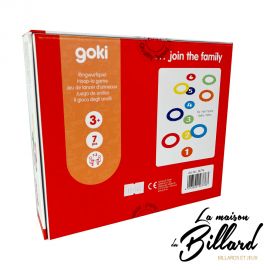 "Dos de la boîte du jeu Goki montrant les règles simplifiées et le code couleur des points.